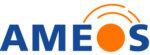 Logo of the AMEOS group, a leading healthcare provider in German-speaking countries, operating over 95 facilities including hospitals and rehabilitation centers across more than 50 locations since its founding in 2020.